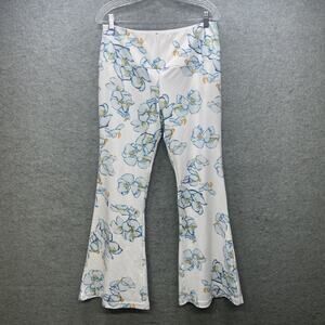 ALA von Auersperg Women’s Floral‎ Pull On Flare Pants White Blue Size L USA